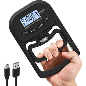 396lbs / 180kg Grip Strength Trainer, Rechargeable Electronic Hand Dynamometer, Digital Grip Strength Tester with LCD Display, Adjustable Hand Grip Dynamometer Hand Exercisers for Strength (Black)