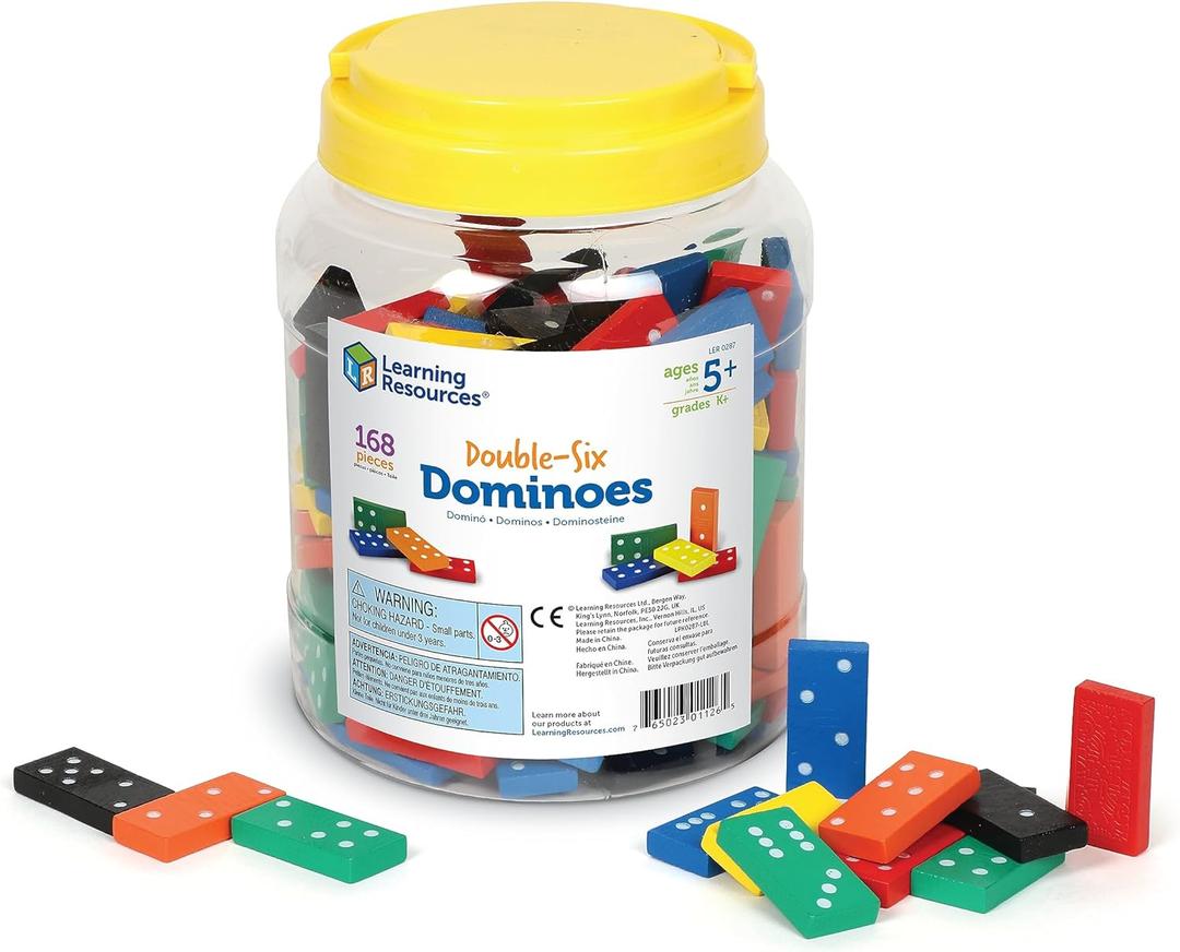 Learning Resources Double-Six Dominoes - Classroom Must Haves, Math Teaching Tools, Dominoes for Kids, Math Learning Games