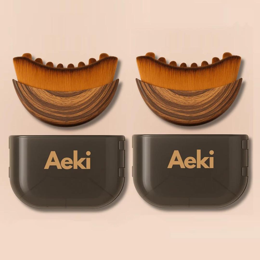 Aeki Lymphatic Contour Face Brush - Reduces Puffiness & Restores Definition, Aeki Lymphatic Face Brush, 100% Gentle & Soft on Skin | Naturally Sculpted Look,Aekii Facial Brush (2 Set)