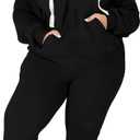 Women's Plus Size Two Piece Outfits Sweatsuits Sets Long Sleeve Loungewear Tracksuit Sets (X-Large Plus, Black1)