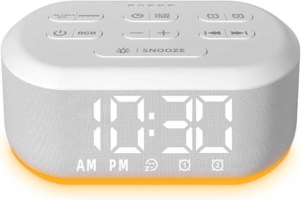 Sleep Machine Digital Clock White Noise Sound Machine with 30 Soothing Sounds Night Light Plug in Desk Clock for Bedrooms Battery Backup 15 Wake up Sound Clock for Teens Kid Heavy Sleepers Snooze