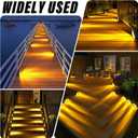 ROSHWEY Solar Step Lights for Outside, 12 Pack Solar Stair Lights Outdoor Waterproof, Triangle Deck Step Lights Solar Powered, Outdoor Decor Lighting for Front Porch, Backyard, Patio, Warm White
