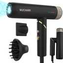 Professional Hair Dryer with Diffuser, Foldable Blow Dryer with Lightweight Design Compact Powerful & Fast Salon Hairdryer with High Speed Brushless Motor, Travel Hair Dryer Women Men (Black)