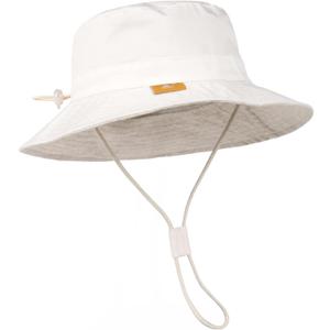 Baby Sun Hat for Boy Girl Toddler Summer Bucket Hat Kids Sun Protection Beach Hat Cotton Baby Hats (12-24 Months, White)