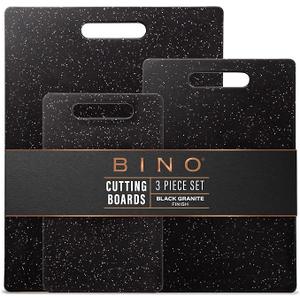 BINO Cutting Board - 3-Piece Chopping Boards | BPA-Free Plastic, Durable, Multipurpose, Dual-Sided, Dishwasher Safe, Easy to Clean | Charcuterie Accessories | Home & Kitchen Utensils | Black Granite
