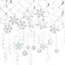 Sustainable Greetings Juvale Christmas Snowflake Swirl Decorations for Holiday Party Decor (Silver, 30 Pack) - Hanging Snowflake Decorations - Silver Party