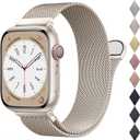BELONGME Mesh Metal Loop Compatible with Apple Watch Band 40mm 41mm 38mm 42mm Series SE 10 9 8 7 6 5 4 3 2 1 Women Men, Stainless Steel Strap with Magnetic Clasp for iWatch Bands (Starlight)