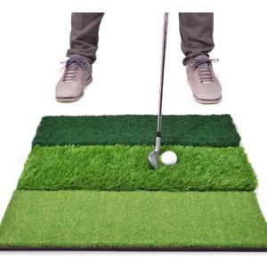 GoSports Tri-Turf XL Golf Practice Hitting Mat - Huge 24 Inch x 24 Inch for Optimal Practice