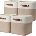 DULLEMELO 11 Inch Cube Storage Bins Fabric Storage Cubes 4 Pack Foldable Cube Storage Baskets for Cube Organizer, Cube Storage Organizer Bins for Home Office Organizer Closet, Shelves, Toy, Nursery (White&Grey)