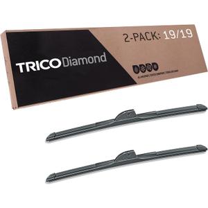 TRICO Diamond 19" + 19" Super Premium Automotive Replacement Windshield Wiper Blades (Set of 2), Passenger and Driver Side All-Weather Beam Wiper Blades for Select Vehicle Models (Item #25-1919)