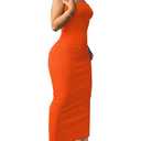Women Summer Bodycon Tube Maxi Dress Strapless Casual Party Long Dresses Sexy Sundresses Orange, XL