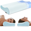 Memory Foam Pillows 2 Pack Neck Pillow  Neck Support Pillow for Pain Relief, Ergonomic Cervical Pillow for Sleeping, Orthopedic Contour Bed Pillow for Side, Back, Stomach Sleepers,Blue