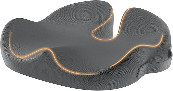 ProtoArc Seat Cushion, Office Chair Cushion for Sciatica, Coccyx Cushion, Ergonomic Memory Foam Seat Cushion for Car, Home, Pressure Relief Pad for Hip, Tailbone, All Day Comfort - Dark Gray