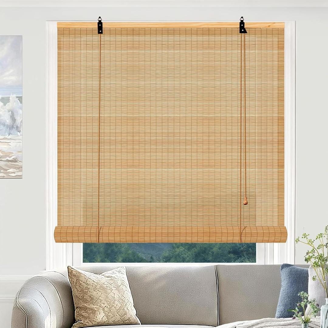 Bamboo Window Blinds, Roll Up Bamboo Blinds for Indoor Windows 30Wx72L Light Filtering UV Protection Natural Bamboo Shades, Easy to Install for Home&Office