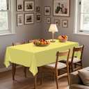 54IN X 320FT Plastic Table Cover Roll with Cutter Box, Cut to Size Plastic Table Cloths for Parties, Birthday, Disposable Tablecloth Roll for All Shape Tables (Light Yellow, 54 Inch X 320 Feet)