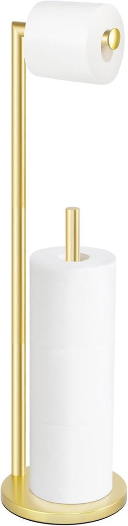 Toilet Paper Holder Stand,Toilet Paper Holder Free Standing,Gold Toilet Stand Holder for 4 Rolls,Toilet Paper Storage by Bathth