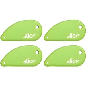 Slice 00100 Ceramic Blade Safety Cutter, Opens Clamshell Packaging, Coupon Cutter, Trim Photos, Scrapbooking, Fits Keychain, Green, Set of 4