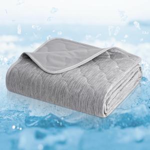 Cozy Bliss Leakproof Cooling Blanket for Large Dogs Q-Max 0.5, Durable & Washable Dog Cooling Mat for Hot Weather, Soft Pet Throw & Couch Protector for Dogs & Cats, 40x60 Inch, Heather Silver Grey