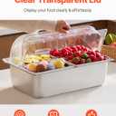 VEVOR Countertop Food Serving Display Container, 4 Pan Stainless Steel Food Serving Tray, Buffet Condiment Dispenser Display Rack with Clear Lid & 3 Freezer Boxes, for Restaurant Hotel Kitchen Party