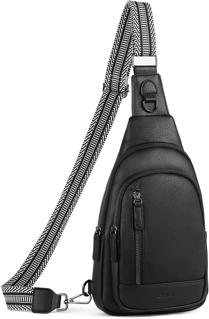 CLUCI Crossbody Bags for Women Men,Leather Sling Bag Cross Body Backpack for Woman Gifts for Women Birthday Unique (0-2 Black)