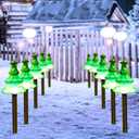 FANFX Christmas Solar Powered Pathway Lights, Automatic Waterproof Landscape Light, Stake Christmas Decoration, LED Lights for Outdoor Pathway Garden Yard and Patio(5pcs Tree Lights) (Green)