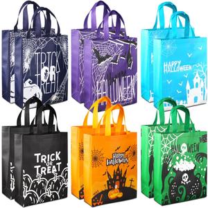 Aviski 12PCS Halloween Trick or Treat Bags, Non-Woven Large Gift Tote Bags with Handles for Gifts Wrapping, Party Supplies, 15 * 11.8 * 3.9inch
