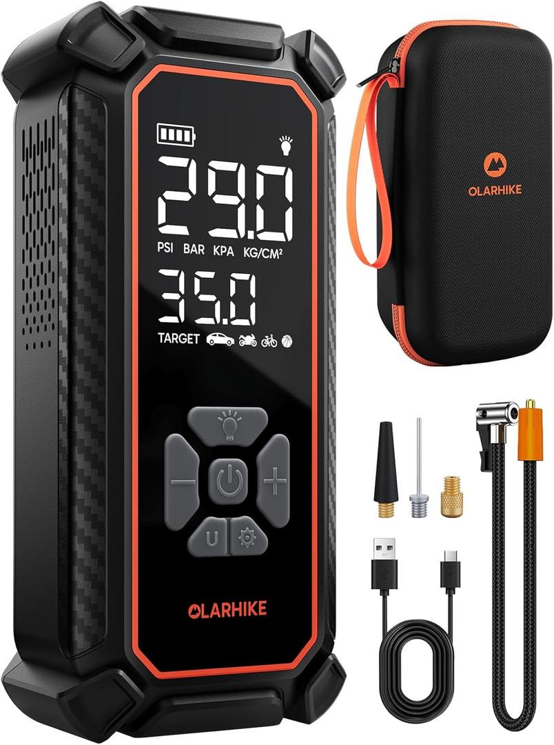 OlarHike Cordless Tire Inflator Portable Air Compressor, 3X Fast Inflation,12000mAh Battery, Air Pump for Car Tires, Pickups, SUVs, Electric Pump with Digital Pressure Gauge/Auto Shuttoff, Gift Ideas