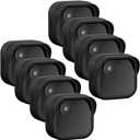 Silicone Case Cover for All-New Blink Outdoor 4 (4th Gen), Weatherproof Protective Skin Cover with Hat Brim, 8 Pack, Black