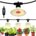 Outdoor LED Grow Lights, Waterproof String Grow Light, Full Spectrum Plant Growing Lights with 12Ft Adjustable Cord 3 Lights (Beige)