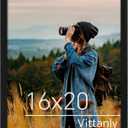 Vittanly 16x20 Picture Frame for Wall, Plexiglass, Displays Poster 11x14 with Mat or 16x20 without Mat, PVC Frame Material, Horizontal or Vertical Hanging, 1 Pack, Black (16x20, Black)