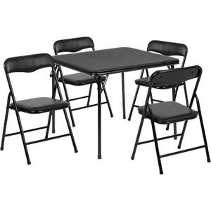 Flash Furniture Mindy Kids 5-Piece Folding Table and Chairs Set for Daycare and Classrooms, Children's Activity Table and Chairs Set, Black