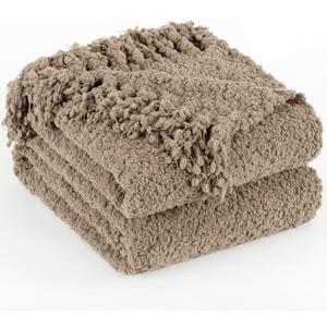 Throw Blanket for Couch, Taupe Tan Luxury Knitted Throws 50"x60", Textured Blankets with Handmade Fringe Tassels for Bed Sofa Decorative, Chunky Soft Farmhouse Boho Home Decor