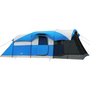 PORTAL 8 Person Family Camping Tent with Screen Room, Water Resistant Big Tunnel Tent with Rainfly, Large Family Tent for Outdoor Camping, Party (Blue)
