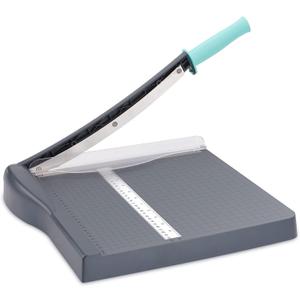 Paper Cutter, Paper Slicer with Safety Guard and Blade Lock, 12" Cut Length Guillotine Paper Cutter with 16 Sheet Capacity, Paper Cutters and Trimmers for Cardstock Cardboard (Gray) (Black)