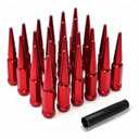 LUJIANI M14X1.5 Red Wheel Spike Lug Nuts, 24 PCS Lug Nut Wheel Accessories with 1 Socket Key, Thread Spiked 4.4" Long Closed End Nuts Compatible with Silverado Sierra 1500