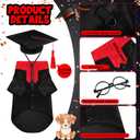 Huhumy 5 Pcs Dog Graduation Costume Set Include 2026 Pet Graduation Gown with Stole Puppy Grad Cap Lensless Glasses DIY Letter Stickers for Dogs Cats Holiday Costume Accessory(Black Red,L)