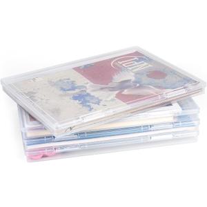 FUIJOL Photo Storage Box 11.5x8.5 Inch, 4 Pcs Portable Board Game Storage Container, A4 Paper Storage Box, Craft and File Organizer for Home/Office (8.5 * 11.5inch-4pcs)