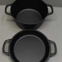 2-in-1 Pre-Seasoned Cast Iron Dutch Oven Pot with Skillet Lid Cooking Pan, Cast Iron Skillet Cookware Pan Set with Dual Handles, Indoor Outdoor for Bread/Frying/Baking/Camping/BBQ, 5 Qt