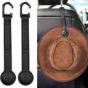 2 Pack Cowboy Hat Holder for Truck, Leather Magnetic Cap Clip, Truck Car Seat Hat Organizer Accessories for Men and Women, Suitable for Car, SUV, Pickup Seat Back Headrest Hat Clip Storage (Black)