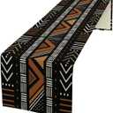 African Geometric Tribal Table Runner Vintage Abstract African Traditional Mud Cloth Pattern Seasonal Summer Holiday Dinner Runner for Farmhouse Kitchen Dinner Table Holiday Party Decor 13"x60"