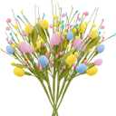 XmasExp 6pcs Easter Decorations for Home with Eggs - Artificial Flowers for Spring Indoor & Outdoor Decor, Easter Table Decor & Tree Decorations for Festive Celebrations(Pink Yellow)