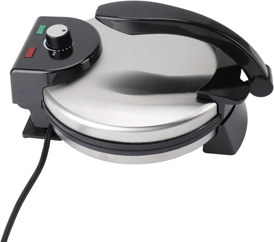 Electric Tortilla Maker, 10in Non Stick Pancake Maker with Knob Temperature Control and Stainless Steel Cover, for Home Kitchen Use