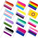 Weewooday 156 Pcs Mini Pride Flags Bulk LGBT Small Rainbow Flag on Stick Hand Held Progress Gay Genderqueer Asexual Nonbinary Lesbian Intersex Transgender Genderfluid Pansexual Bisexual Gay Supplies