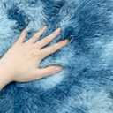 Soft Fluffy Toilet Seat Cover, Washable Absorbent Lid Cover, Adjustable Non Slip Backing for Most Bathroom Toilet Lids Tie-Dyed Dark Blue 17.7" x 19.7"