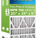 Filtrete 20x25x5 AC Furnace Air Filter, MPR 700, MERV 8, Fits Trion Air Bear & Carrier, Dust, Pollen & Pet Dander Reduction, 2-Pack (Actual size 19.56 x 24.13 x 4.75 in)