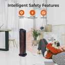 Comfort Zone 30-Inch Oscillating Tower Space Heater with Remote Control 1500W High Velocity Ceramic Heater for Large Rooms, Digital Thermostat, 12H Timer & ECO Mode, Tip-Over & Overheat Protection