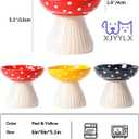 Elevated Mushroom Cat Bowls Ceramic, Raised Cat Bowls for Indoor Cats, Cute Whisker Fatigue Cat Bowl, Raised Dog Bowl Stand for Food and Water, Black 6" Wide for Adult Cats