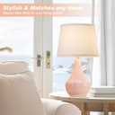 Seealle Modern Pink Table Lamps Set of 2 - Bedroom Lamps for Nightstand,19.4" Bedside Pink Lamp for Girls Room Living Room with Rocker Swtich