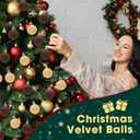 96 Pcs Velvet Christmas Balls Bulk, Mini 1.18 Inch Flocked Christmas Tree Ball Ornaments, Xmas Tree Bulb Ornaments Hanging Decoration(Brown, Beige)