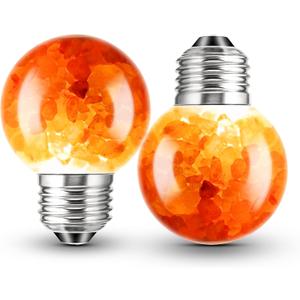 Himalayan Salt Lamp LED Light Bulbs, E26 2200K Warm Amber Pink, 3W Mood Lighting Night Light, E26 G45 Salt Rock Stress Relief Bulbs for Bedroom, Decor, Sleep Light, Non-Dimmable, 2pack